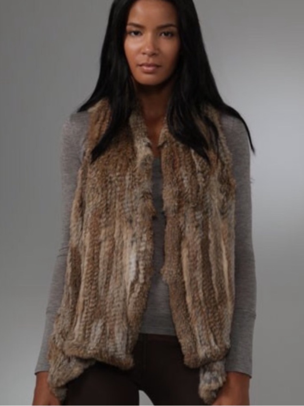LaROK Genuine Rabbit Fur Draped Vest – Small
